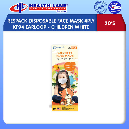 RESPACK  MASK MUKA 4PLY KF94 EARLOOP- KANAK-KANAKPUTIH(20'S)